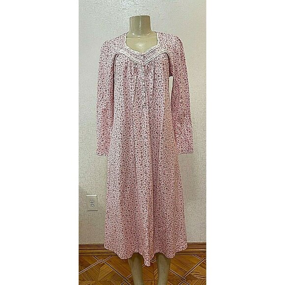 NEW Aria Super Soft Nightgown  Button Front Floral Print Long  Pink Size XS #177 - Picture 1 of 10